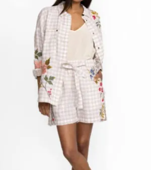 Adele Trapunto Belted Short In Plaid