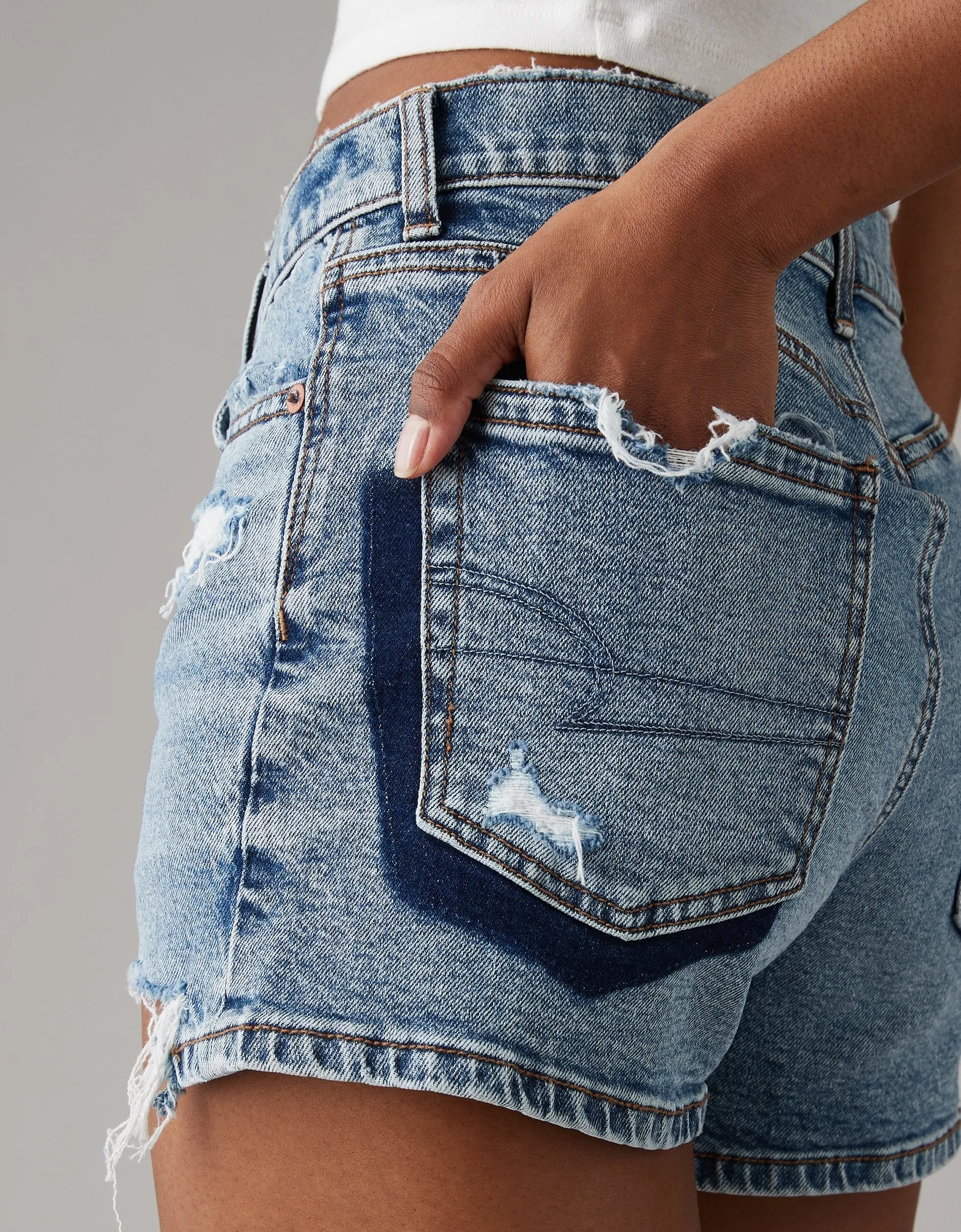 AE Strigid Super High-Waisted Relaxed Ripped Denim Short