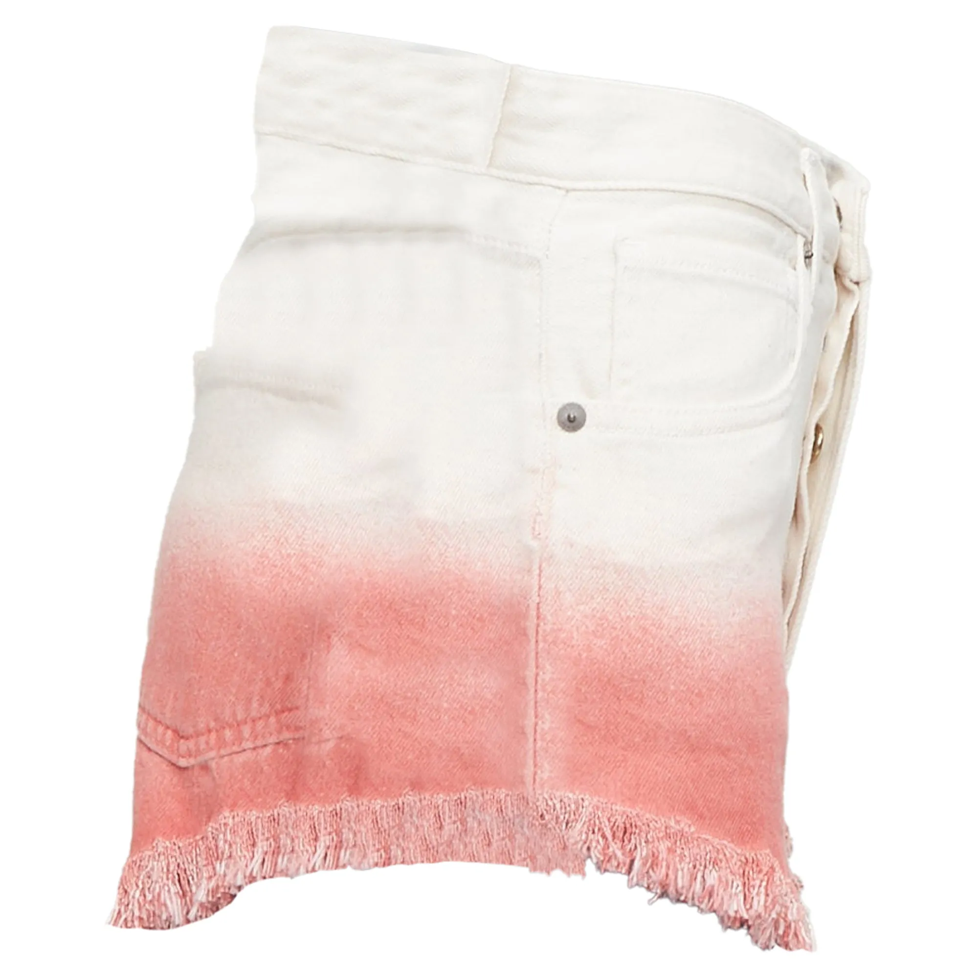 Alanui Papaya Ombre Dip Dye Frayed Denim Shorts