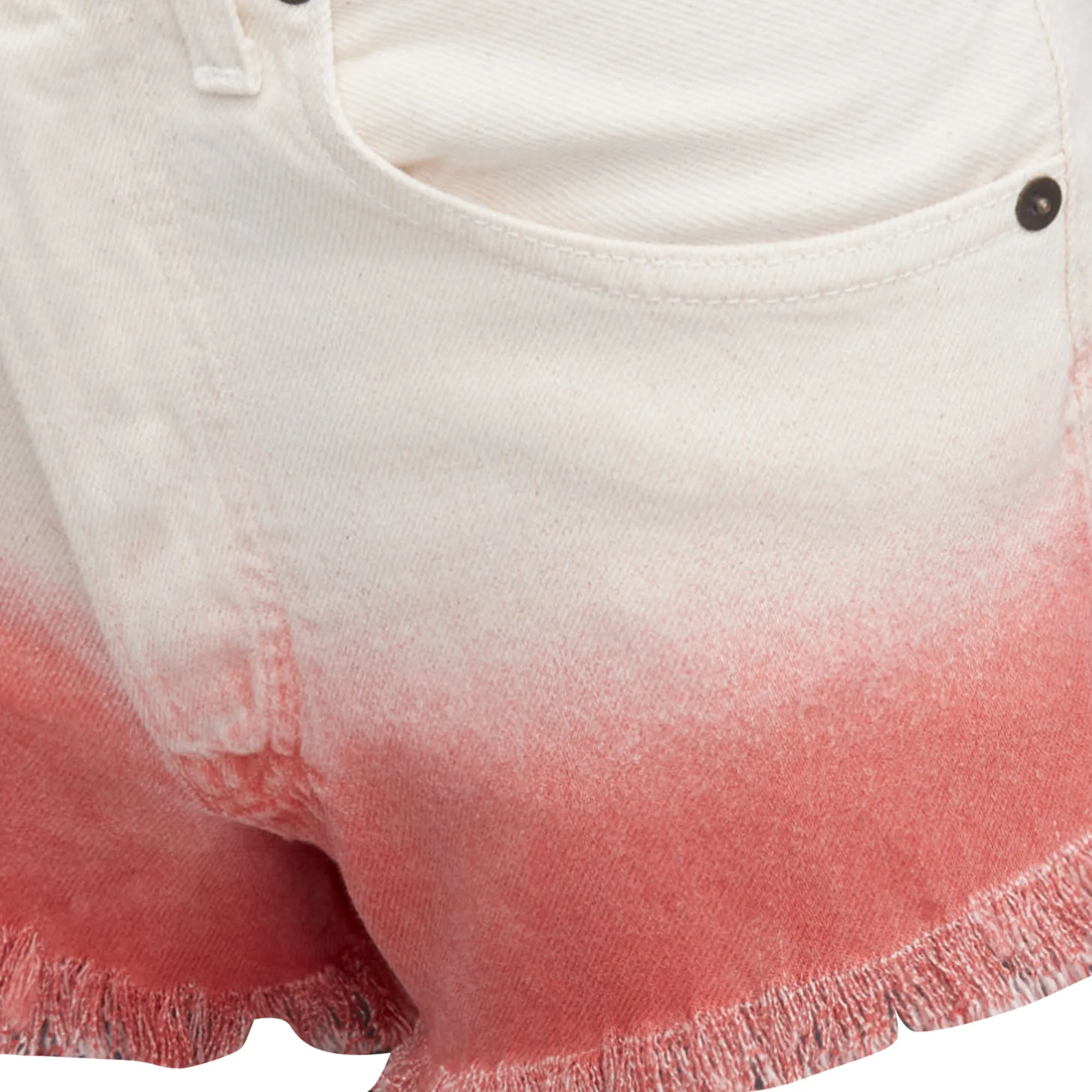 Alanui Papaya Ombre Dip Dye Frayed Denim Shorts
