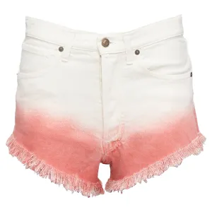 Alanui Papaya Ombre Dip Dye Frayed Denim Shorts