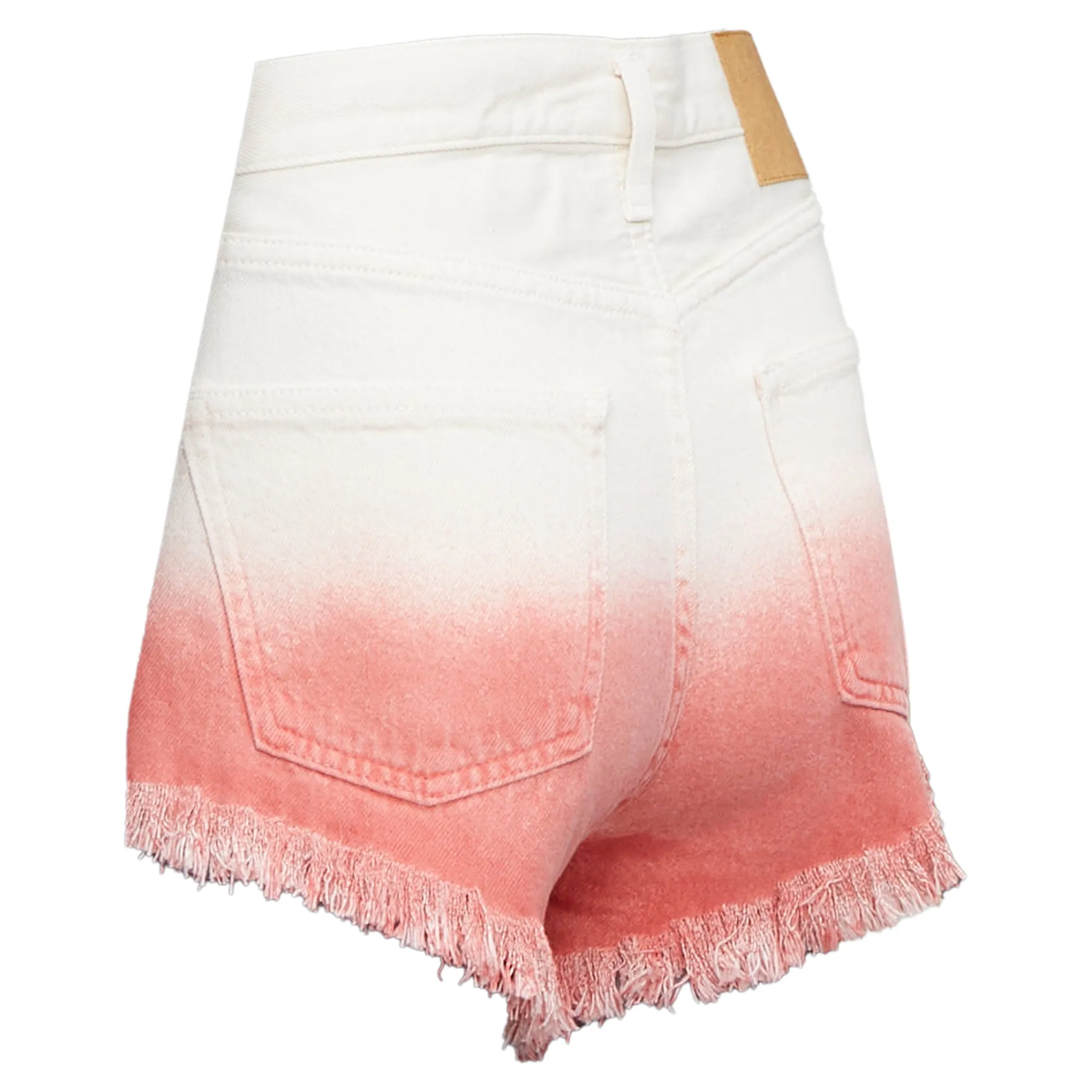 Alanui Papaya Ombre Dip Dye Frayed Denim Shorts