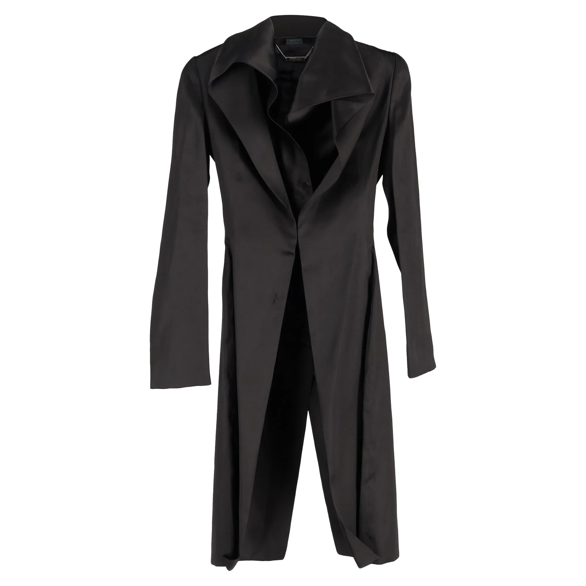 Alexander McQueen Long Coat in Black Silk