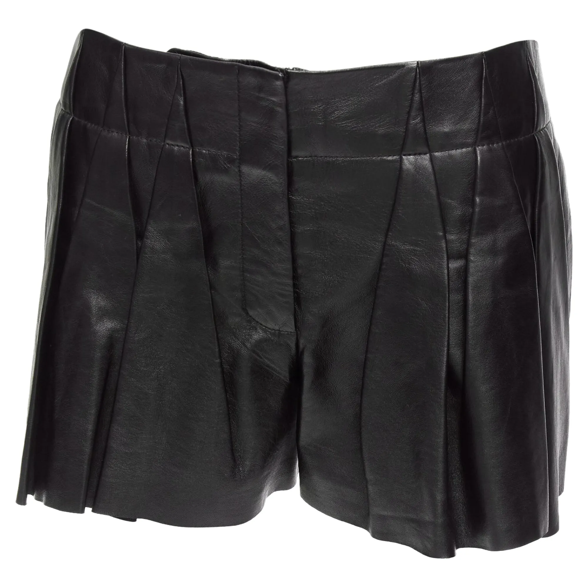 Alexander Wang Lambskin Leather Pleated Front Shorts