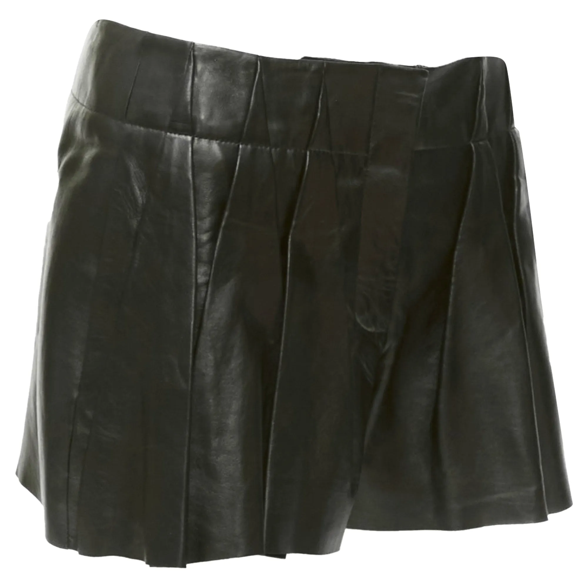 Alexander Wang Lambskin Leather Pleated Front Shorts