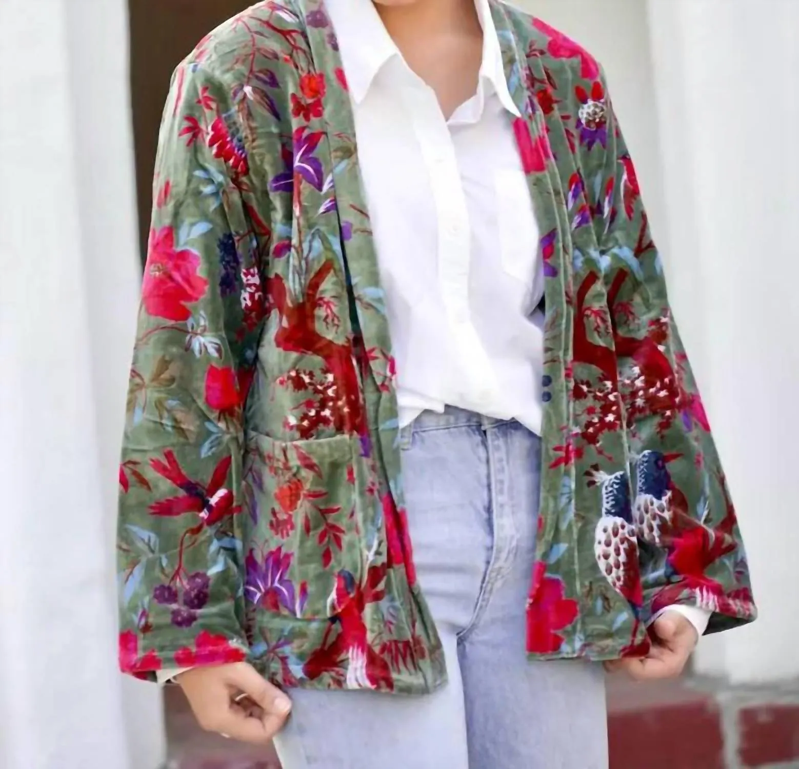 Astrid Velvet Jacket In Green