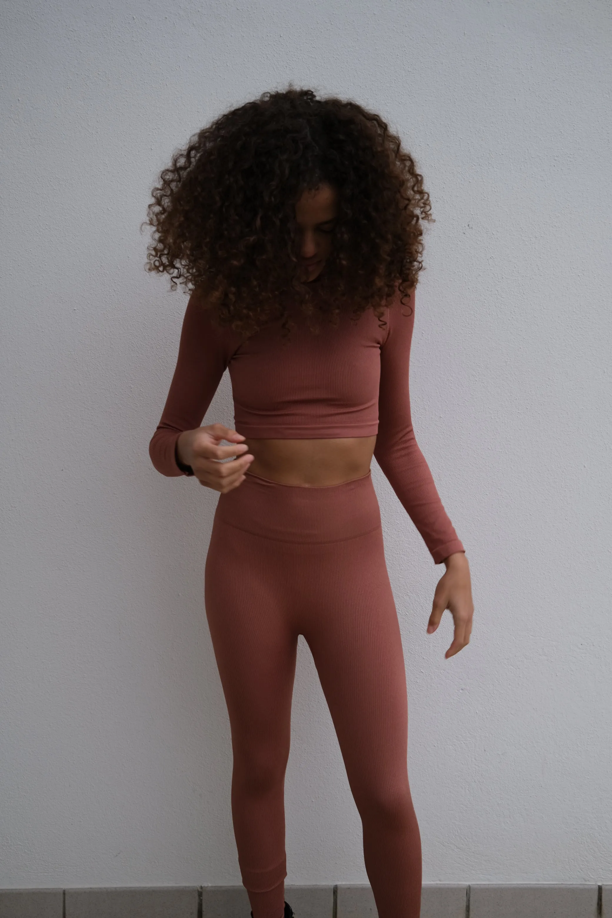 AWAKEN Ribbed Leggings | Rusty Pink