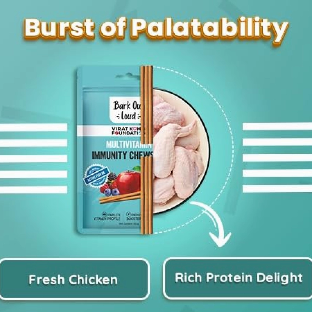 Bark Out Loud Immunity Multi Vitamin Chew Stix and Henlo Chicken Jerky Treat Combo for Dogs