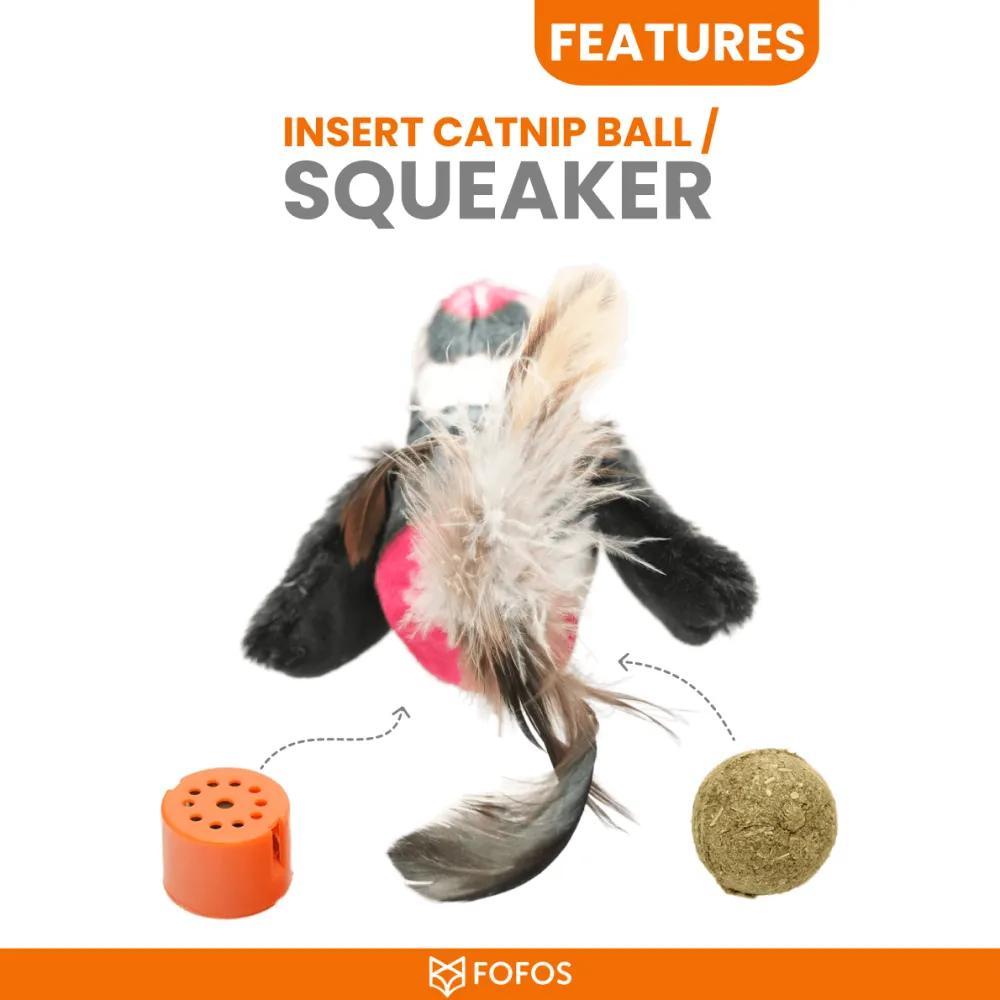 Barkbutler x Fofos Black Bird with Catnip Balls Interactive Toy for Cats (Black)