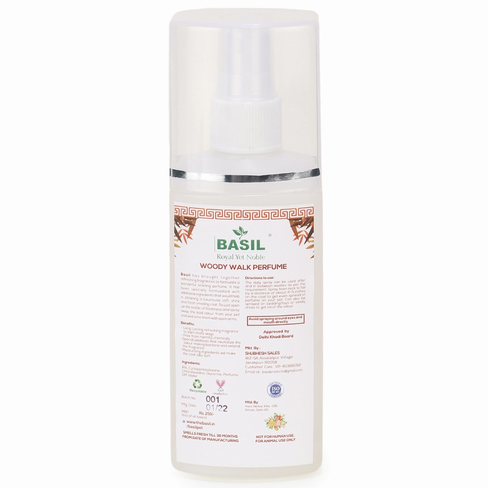 Basil Woody Walk Fresh Perfume Spray for Dogs and Cats