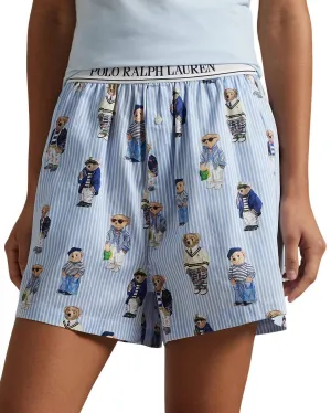 Bear Striped Cotton Boxer In Oxford Blue