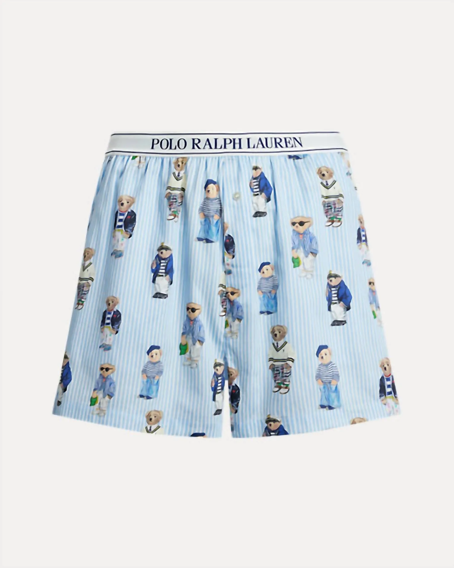 Bear Striped Cotton Boxer In Oxford Blue