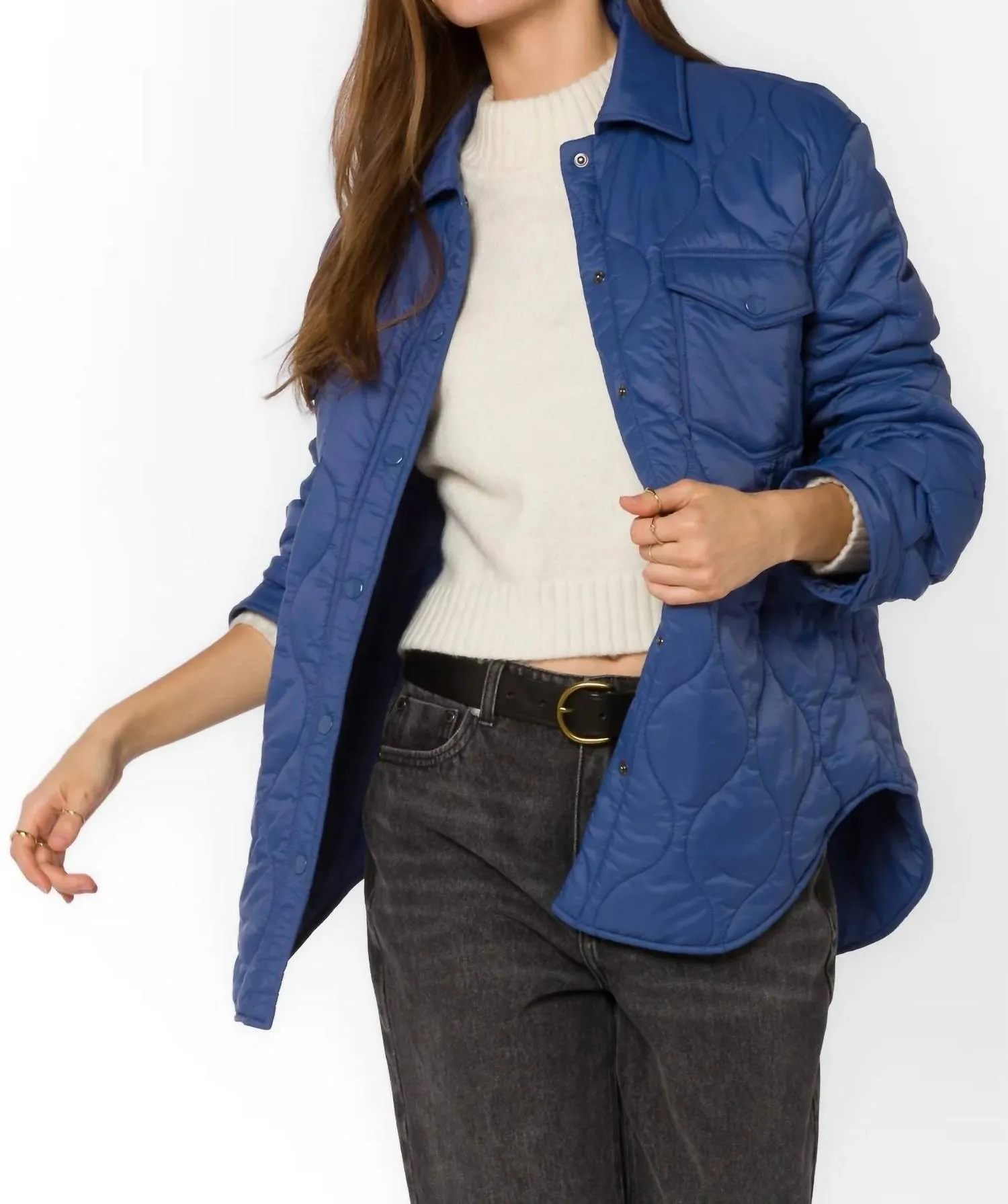 Bella Puffer Jacket In Deep Cobalt
