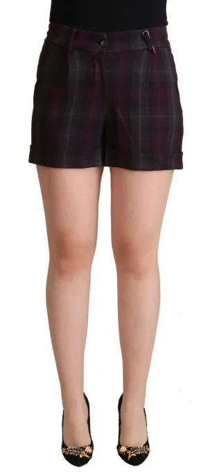 BENCIVENGA  Checke Mid Waist Folded Hem Women's Shorts