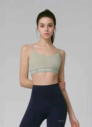 Black Label Signature Power Rise Logo Band Bra Top