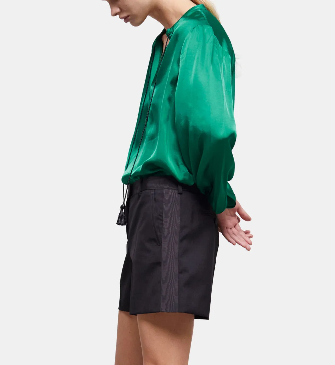 Black Wool Shorts