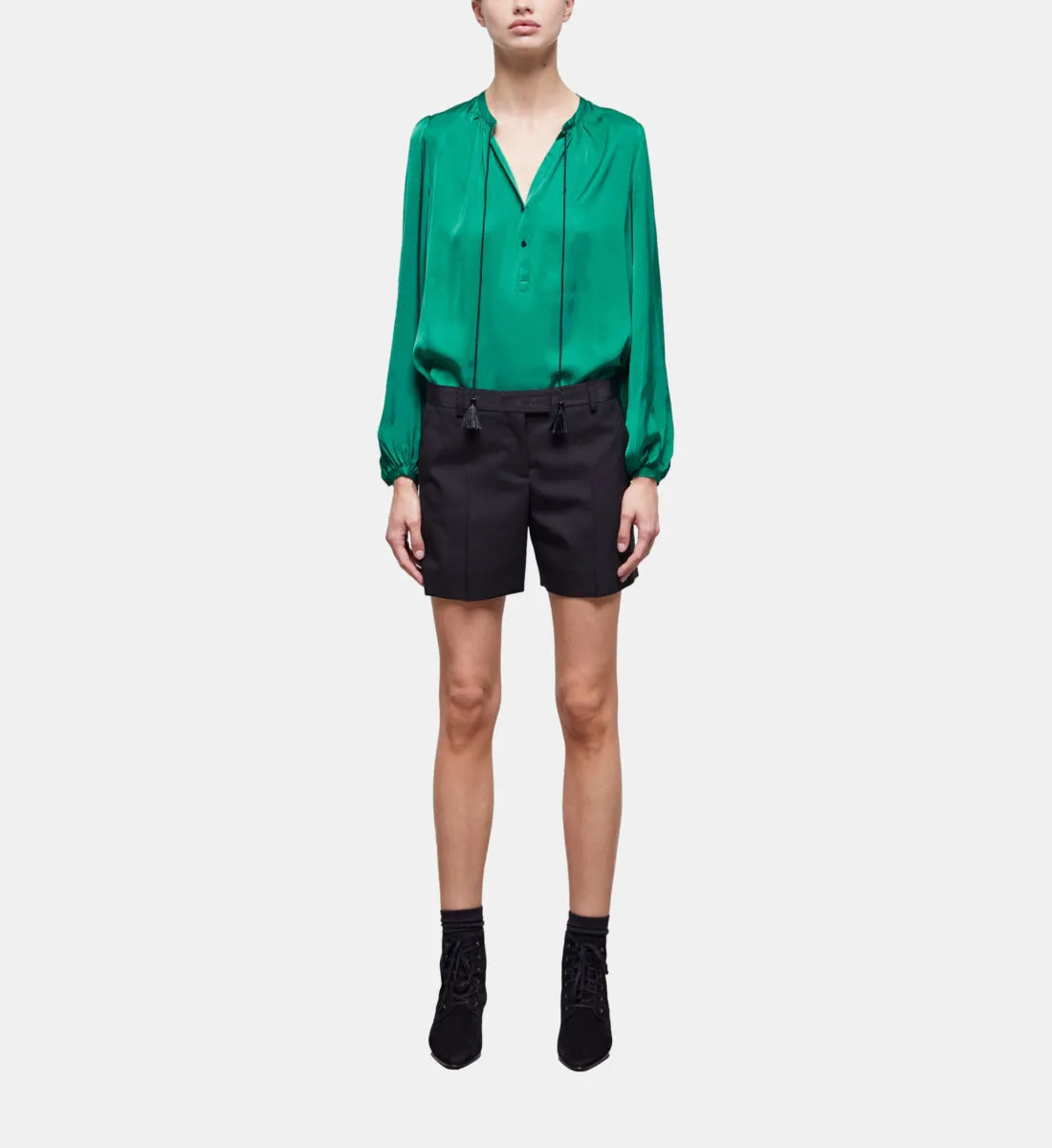 Black Wool Shorts
