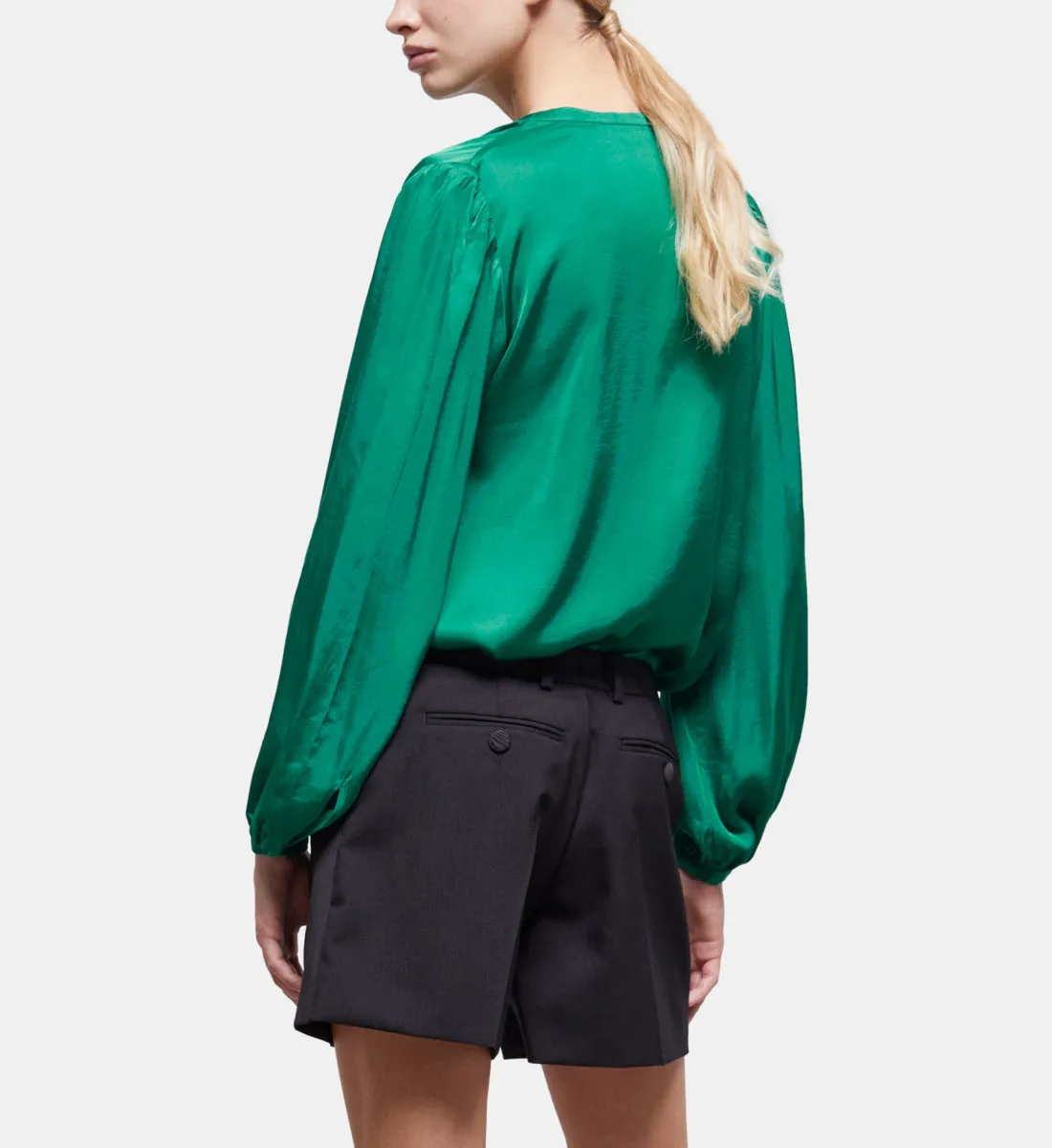 Black Wool Shorts