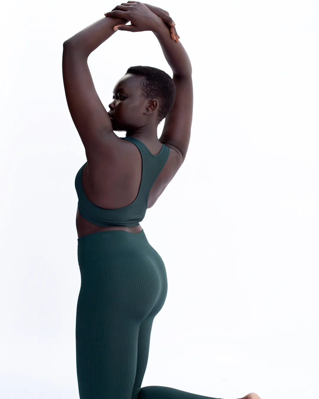 BLITHE Wide Ribbed Leggings | Dark Green