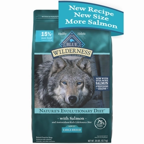 Blue Buffalo Wilderness High Protein Natural Large Breed Adult Dry Dog Food plus Wholesome Grains, Salmon 28 lb. bag