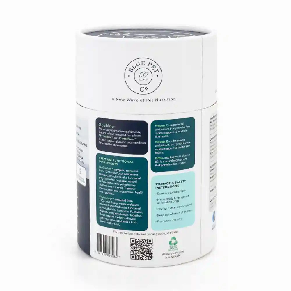 Blue Pet Co Go Shine Peanut Butter Flavor Skin & Coat Chewable Supplement for Dogs