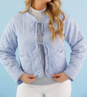 Bow Tie Jacket In Blue White Gingham