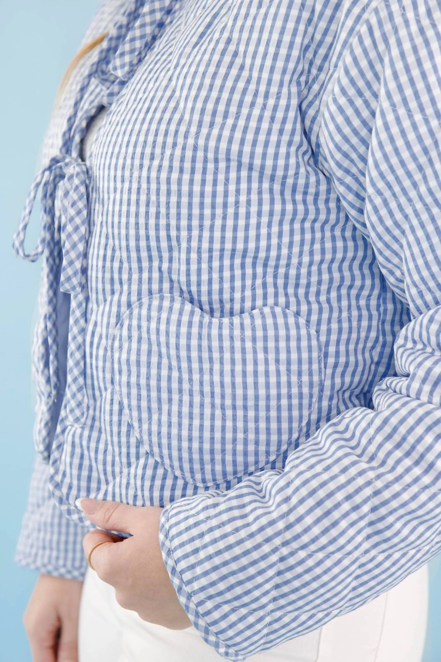 Bow Tie Jacket In Blue White Gingham
