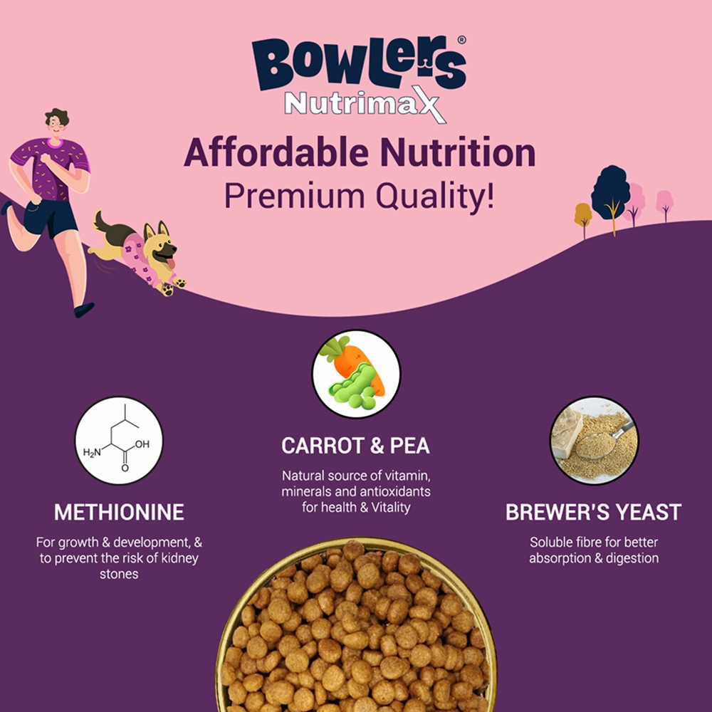 Bowlers Chicken & Milk Nutrimax Puppy Dog Dry Food and JerHigh Carrot Sticks Dog Treats Combo