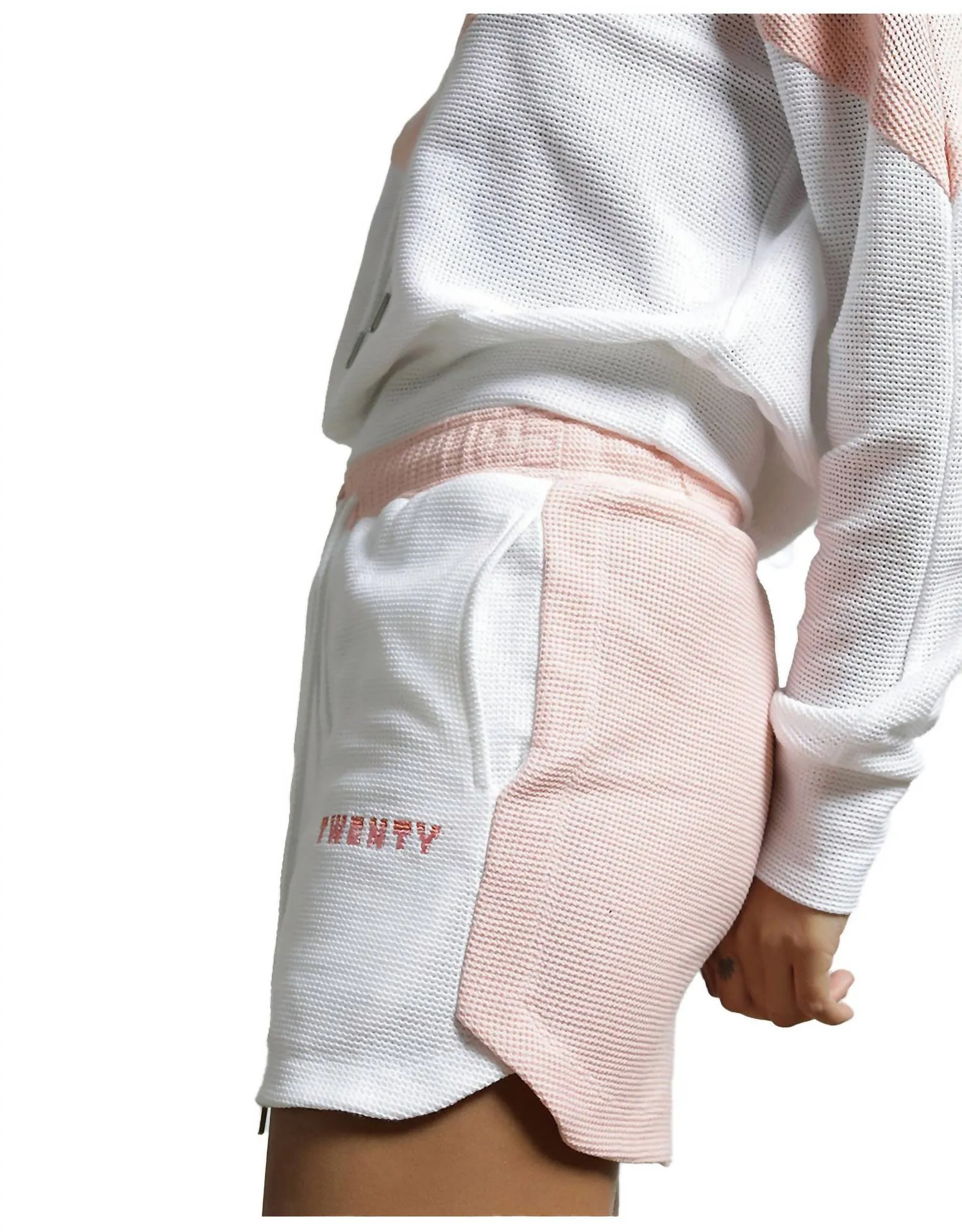 Breathe Mesh Color Block Shorts In Flamingo/white
