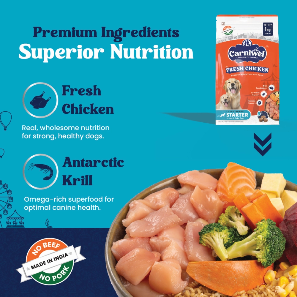 Carniwel Fresh Chicken Kibble Large Breed Starter Dog Dry Food