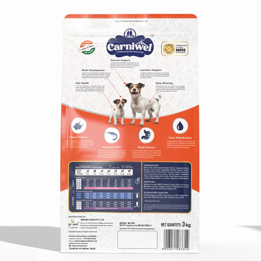 Carniwel Fresh Chicken Kibble Starter For Small Breed Mother & Baby Dog Dry Food