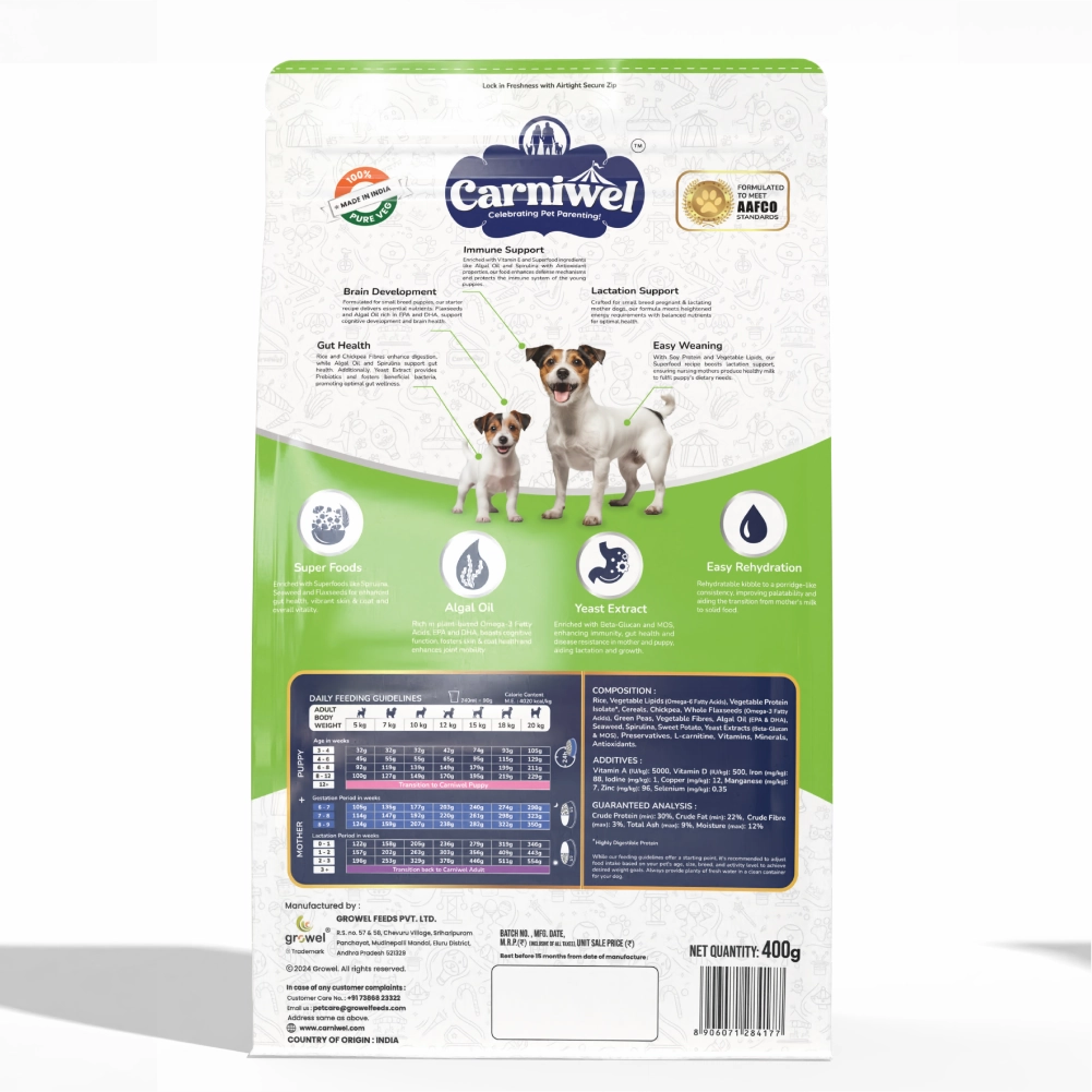 Carniwel Superfoods Veg Kibble Starter For Small Breed Mother & Baby Dog Dry Food