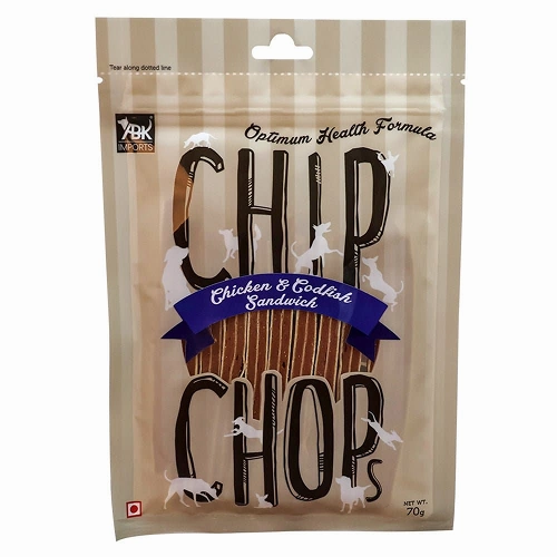 Chip Chops Chicken and Codfish Sandwich and Henlo Chicken Jerky Dog Treats Combo