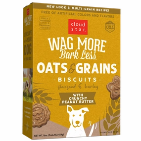 Cloud Star Wag More Bark Less Oats & Grains Biscuits with Crunchy Peanut Butter