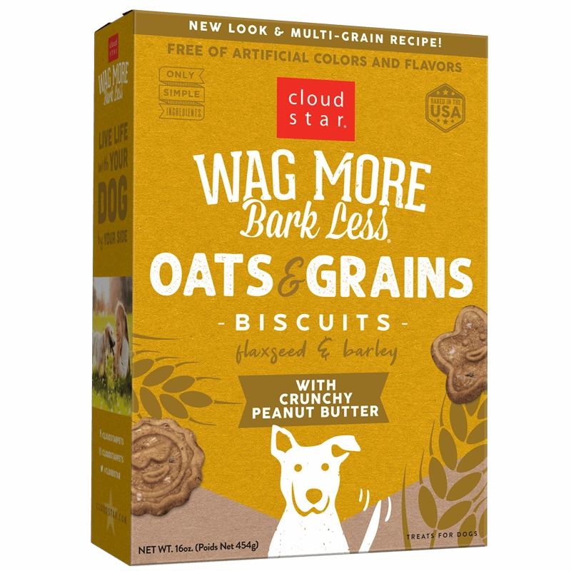 Cloud Star Wag More Bark Less Oats & Grains Biscuits with Crunchy Peanut Butter