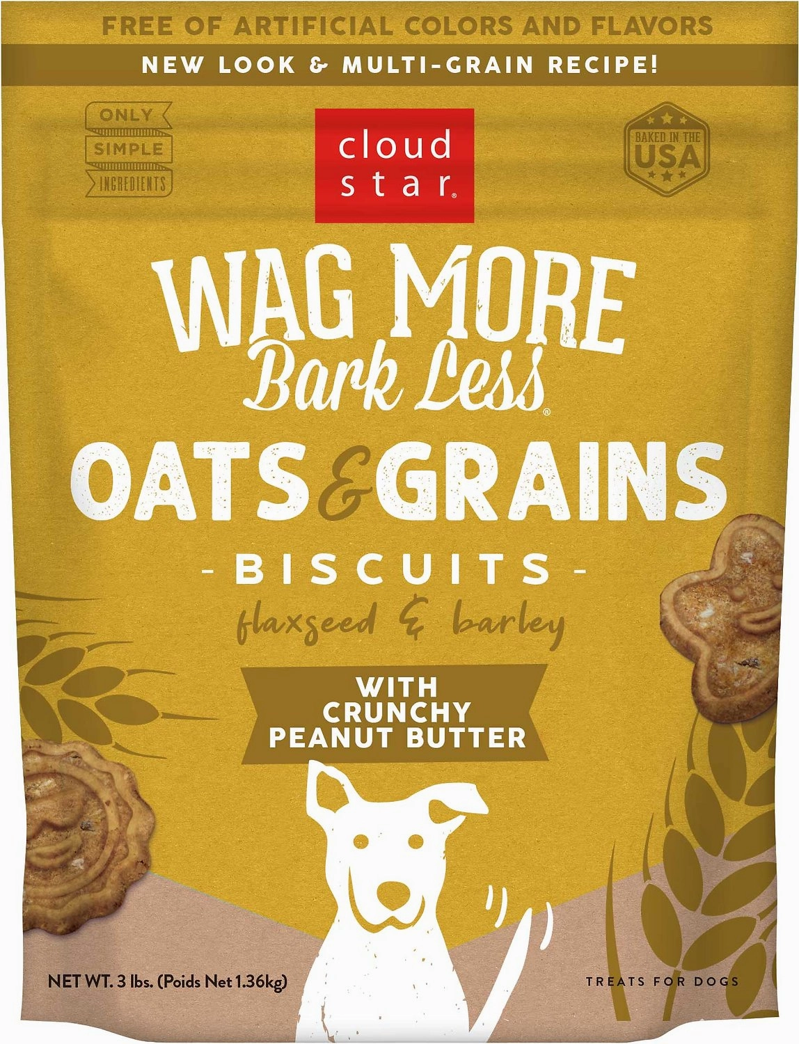 Cloud Star Wag More Bark Less Oats & Grains Biscuits with Crunchy Peanut Butter