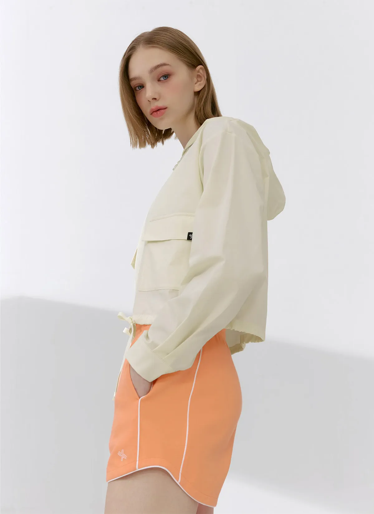 Color Block Piping Curve Shorts