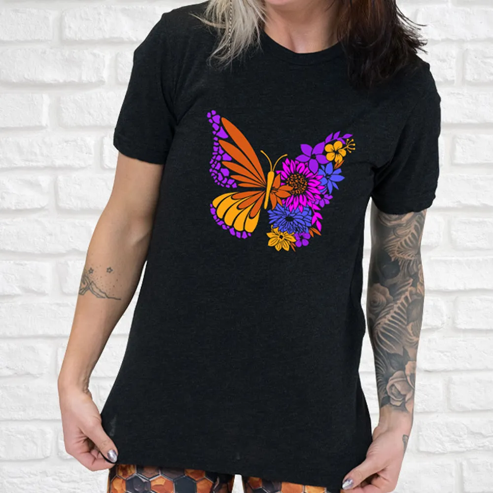 Colorful Floral Butterfly Shirt Unisex