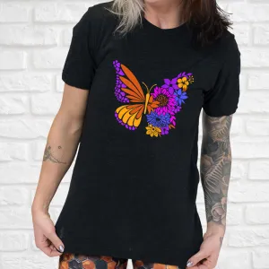 Colorful Floral Butterfly Shirt Unisex