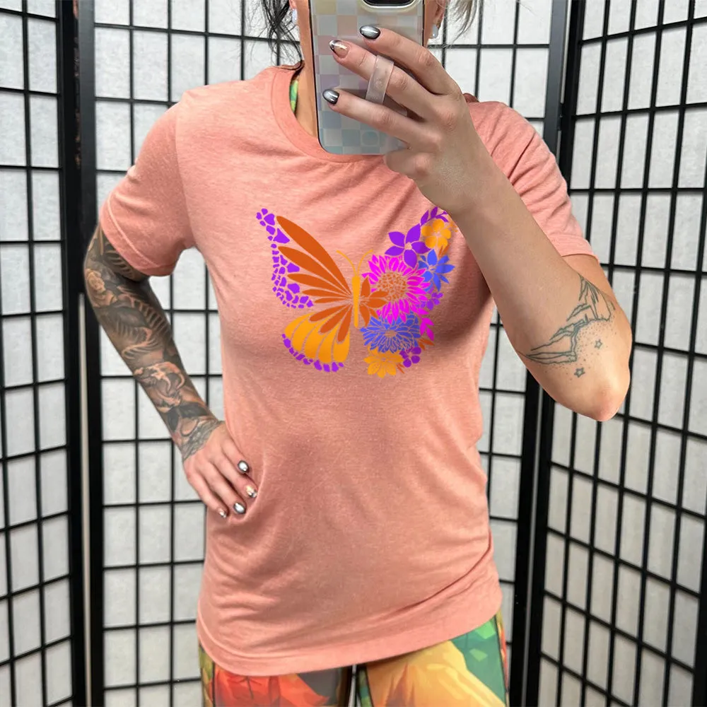 Colorful Floral Butterfly Shirt Unisex