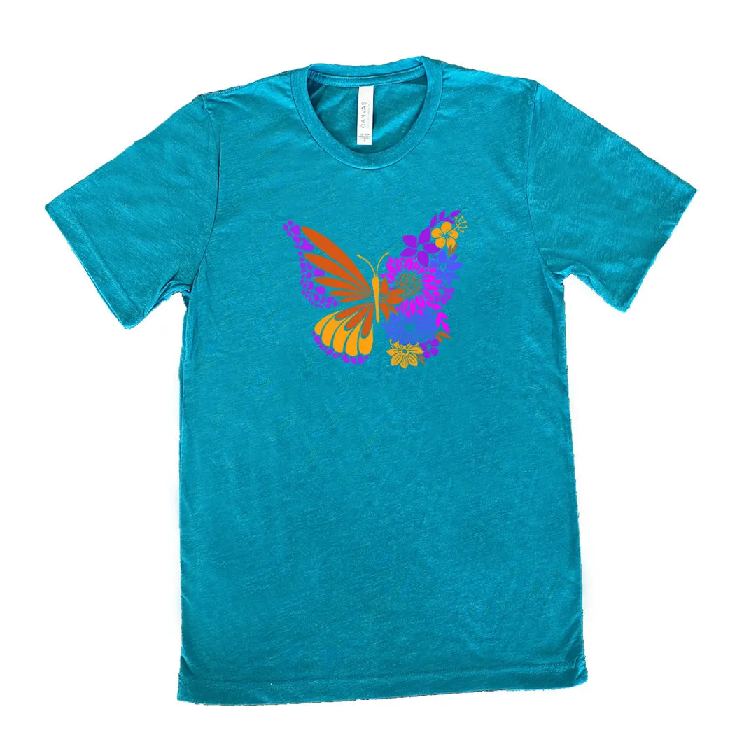 Colorful Floral Butterfly Shirt Unisex