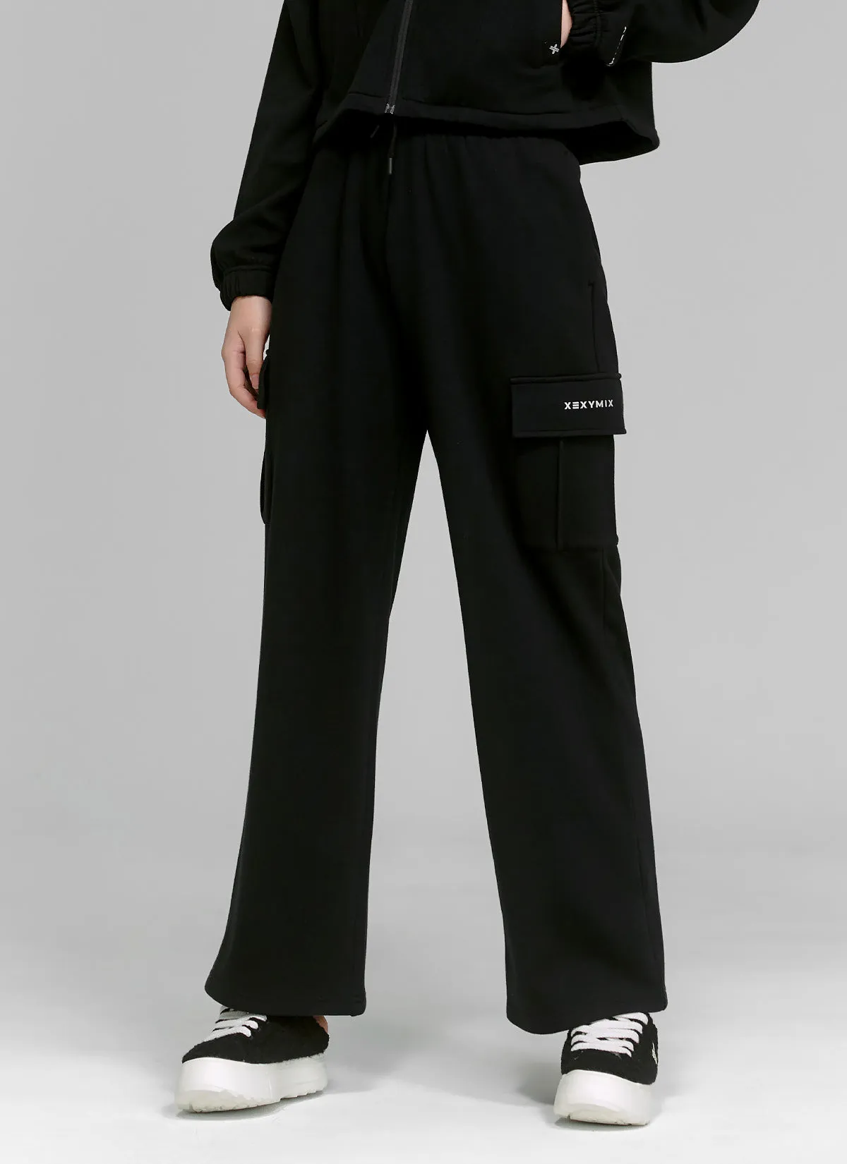 Cotton Fluffy Cargo Wide Pants