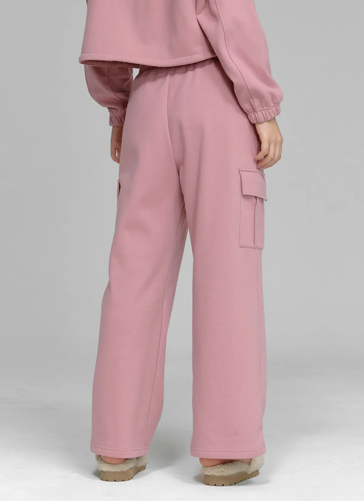 Cotton Fluffy Cargo Wide Pants