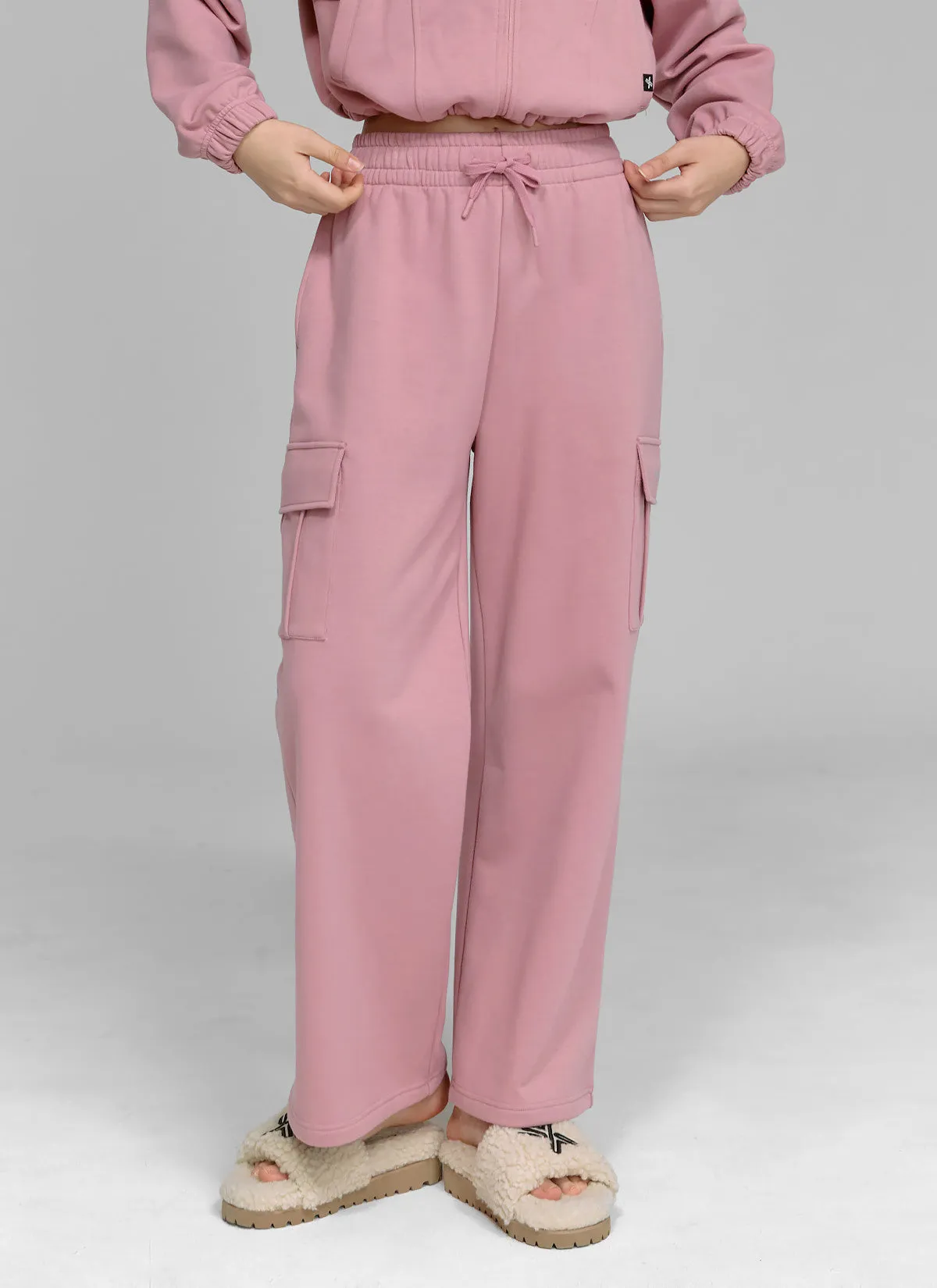 Cotton Fluffy Cargo Wide Pants