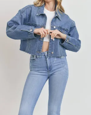 Cropped Boy Friend Jacket In Light Denim