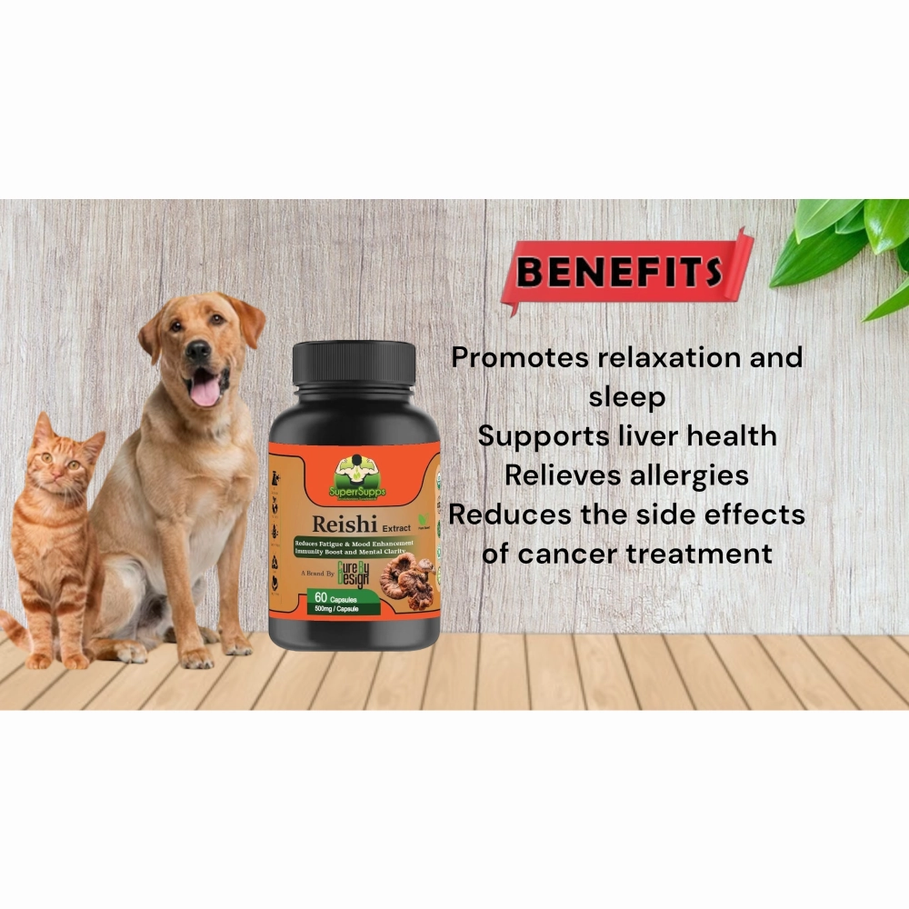 Cure By Design Reishi Mushroom Capsules for Dogs and Cats