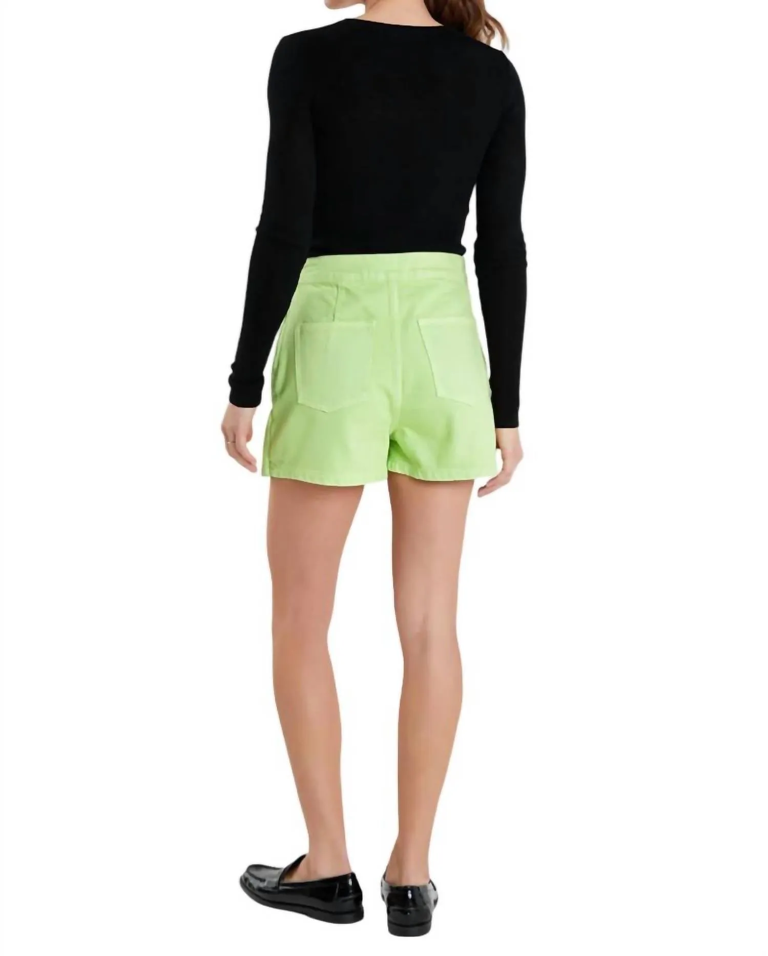 Denim Mini Skirt Skort In Lime