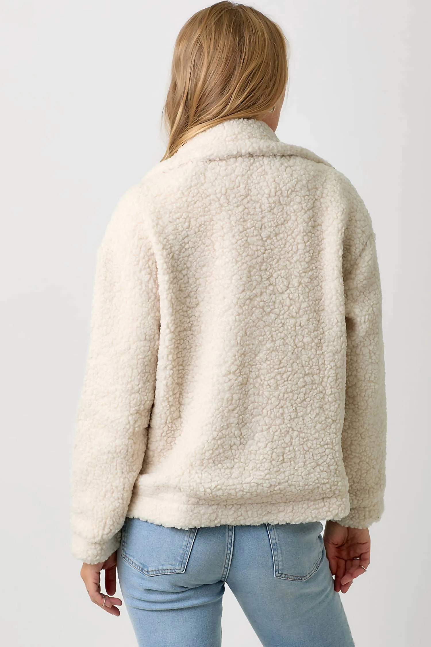 Denim Mixed Sherpa Jacket In Ivory/denim