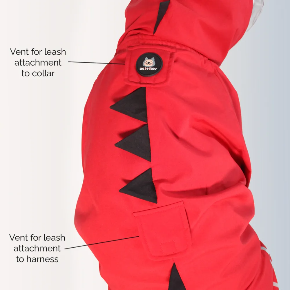 Dogobow Dino Body Suit Raincoat for Dogs and Cats (Red)