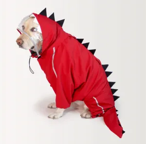 Dogobow Dino Body Suit Raincoat for Dogs and Cats (Red)